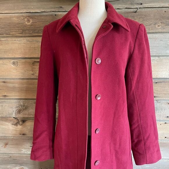 Eddie Bauer Red Wool Blend Overcoat Size M EUC - Picture 2 of 7